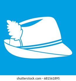 Irish hat icon white isolated on blue background vector illustration