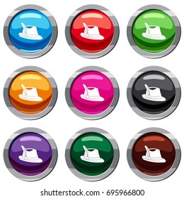 Irish hat set icon isolated on white. 9 icon collection vector illustration