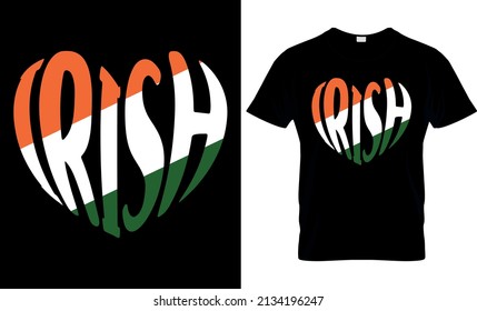 Irish Heart Word Art - Irish Flag T shirt Design