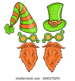 Irish hipsters, St Patricks Day celebration clip art set, isolated on white background, vector