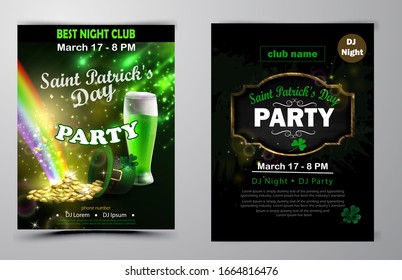 Día de San Patricio de Irlanda. Cartel de la fiesta, pancarta de la noche discoteca