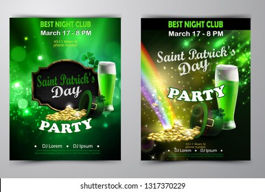 Irish holiday Saint Patrick's Day. Party poster, disco night placard