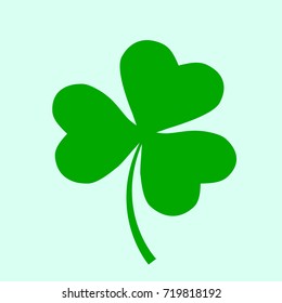 Irish holiday. Saint Patricks day. Leaves clover. Vector illustration. Irish shamrock. St. Patrick's day symbol. Three leaf  icon. 