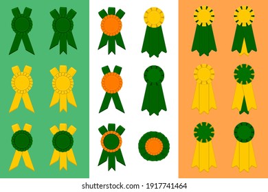Irish holiday St Patrick day, big set from trophy rewards. Pattern St Patrick day consisting of many different trophy rewards on bright background. Trophy rewards it main accessory for St Patrick day.