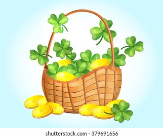 Irish holiday, St. Patrick's Day, treasures, luck. Logo, flyer design. Green, without a background, vector. Patricks Day