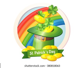 Irish holiday, St. Patrick's Day, treasures, luck. Logo, flyer design. Green, without a background, vector. Patrick Day