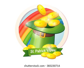 Irish holiday, St. Patrick's Day, treasures, luck. Logo, flyer design. Green, without a background, vector. Patrick Day