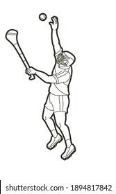 Irish Hurley sport. Hurling sport player action cartoon graphic vector