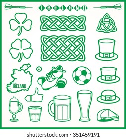 Irish Icon collection, outlines. Many items from various fields