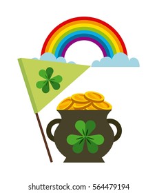 irish icons over white background. saint patrick's day concept. colorful design. vector illustration