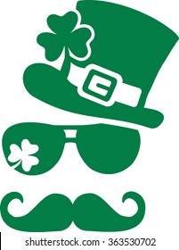 Irish King with glasses mustache and leprechaun hat