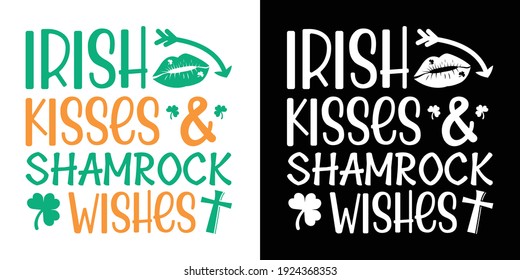 Irish Kisses Shamrock Wishes Printable Vector Illustration