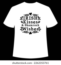 Irish Kisses Shamrock Wishes, St. Patrick's Day Shirt Print Template, Lucky Charms, Irish, everyone has a little luck Typography Design