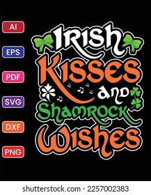 IRISH KISSES AND SHAMROCK WISHES T SHIRT DESIGN