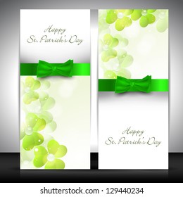 Irish leaves shamrock decorated banners with ribbon for St. Patrick's Day.