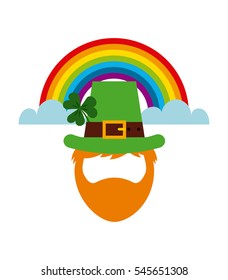 irish leprechaun face and rainbow icon. Saint Patricks Day concept. colorful design. vector illustration