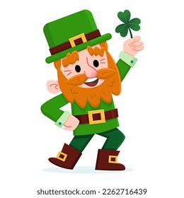 Irish Leprechaun holding a shamrock