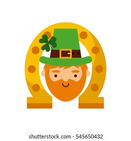 irish leprechaun and horseshoe icon. Saint Patricks Day concept. colorful design. vector illustration