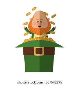 Irish leprechaun icon in a hat of gold coins