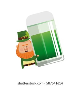Irish leprechaun icon holding big green beer