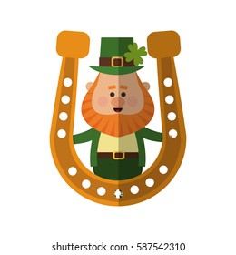 Irish leprechaun icon holding a gold horseshoe 