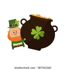 irish leprechaun icon holding a pit of gold
