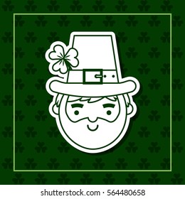 irish leprechaun icon over green background. saint patrick's day concept. colorful design. vector illustration