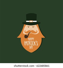 Irish leprechaun icon with pipe