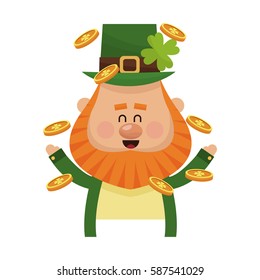 Irish leprechaun icon throwing money