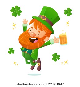 Irish Leprechaun Jumping With Joy