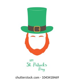 Irish leprechaun with red beard. Vector illustration.