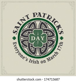 irish logo celtic st patrick font leaf day happy posters st patrick's day card vector typography banner irish logo celtic st patrick font leaf day happy posters english classic white vacation traditio