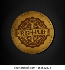 irish logo pub beer seal labels retro styled mark of beer okay as a template of advert editable layered vector irish logo pub beer seal labels english classic froth ritual real texture bar isolated bl