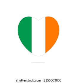 Irish love heart flag isolated on white. Flag of Ireland in the shape of a heart. Ireland flag vector illustration