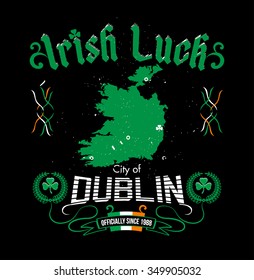 Irish luck Dublin lettering print 