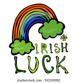 Irish Luck Logo with Rainbow and Clover.