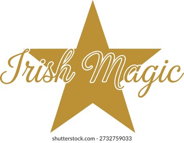 Irish Magic star typography design vector illustration for St Patricks Day fantasy luck and celtic charm on transparent background.
