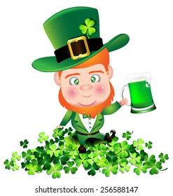 Irish man irish man hold beer on Shamrock for St. Patrick's Day card