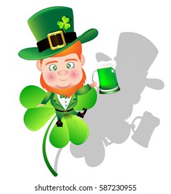 Irish man irish man hold beer on Shamrock for St. Patrick's Day card