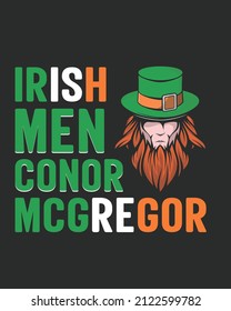 Irish men conor mcgregor st patrick's day Vector illustration. St patrick's day background