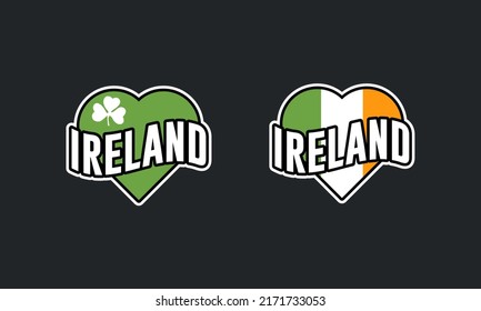 Irish National Flag Heart Travel Stickers