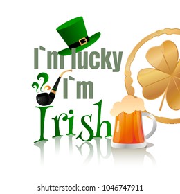 Irish Patricks Day background with leprechaun doodles