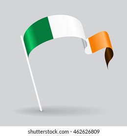 Irish pin icon wavy flag. Vector illustration.