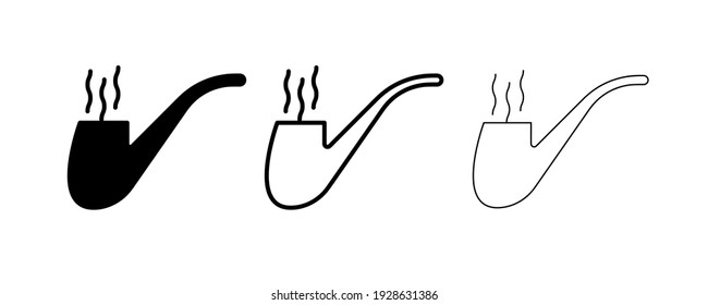 Irish pipe icon set design. Editable drawing and silhouette icon set. Vector illustration isolated on white background.
