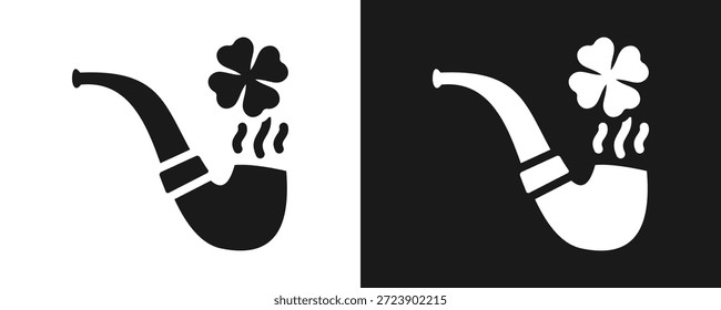 Irlandês Pipe Icon Definir Glifo Em Branco E Fundo Preto