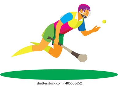 Irish player in field hockey in the fall catches the ball