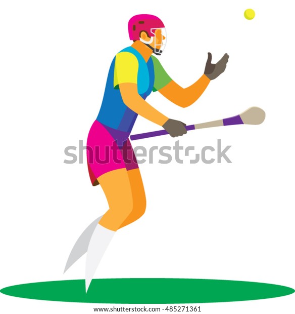 Irish Player Hurling Catches Ball Stock Vector (Royalty Free) 485271361