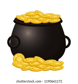 Irish pot with coins