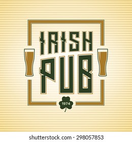 Irish Pub Label. Vector Eps10 Illustration