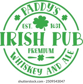 Uísque e cerveja do pub paddy irlandês, design de cachorro de St Patrick